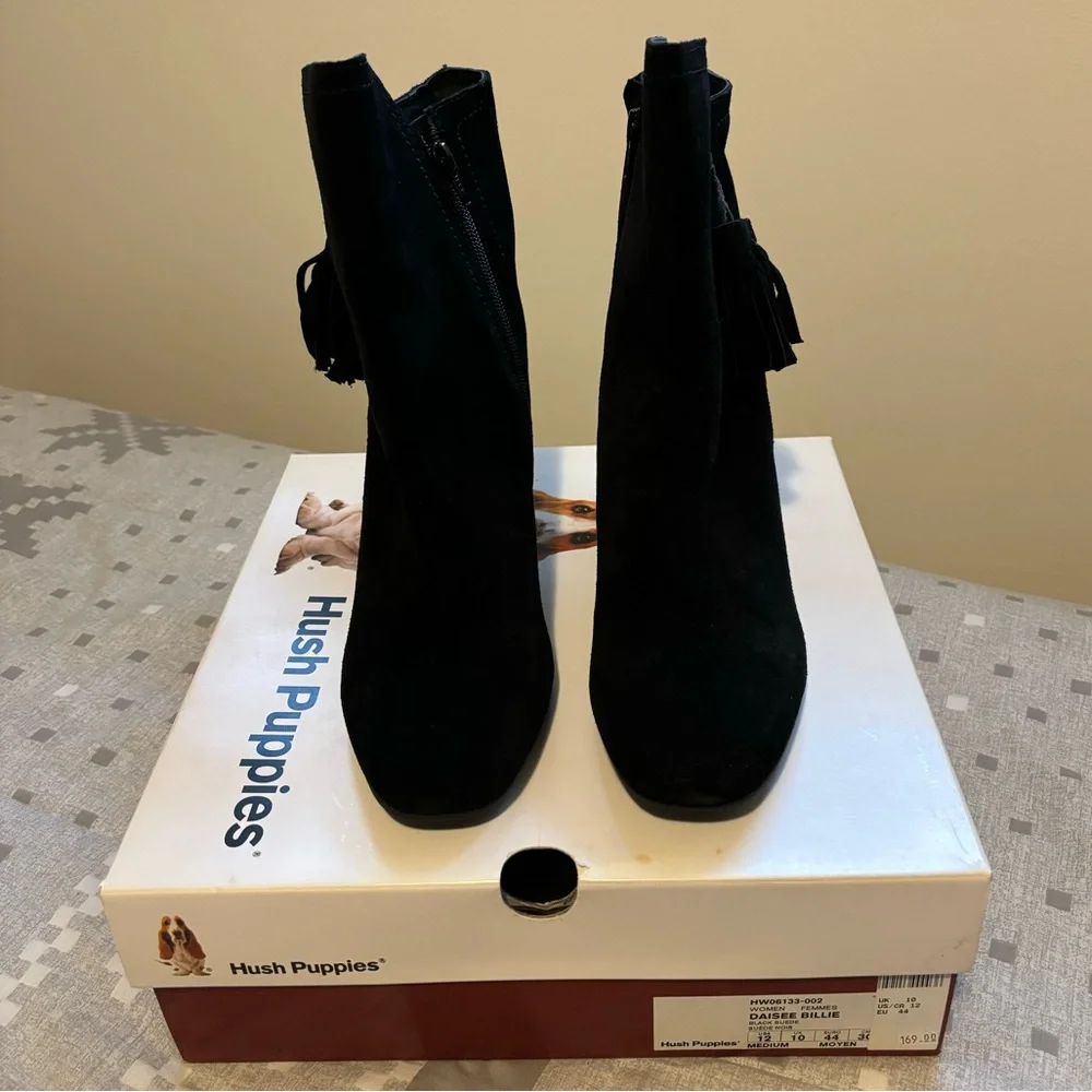 Hush Puppies Daisie Billie Suede Tassel Ankle Boot Black - Picture 5 of 6